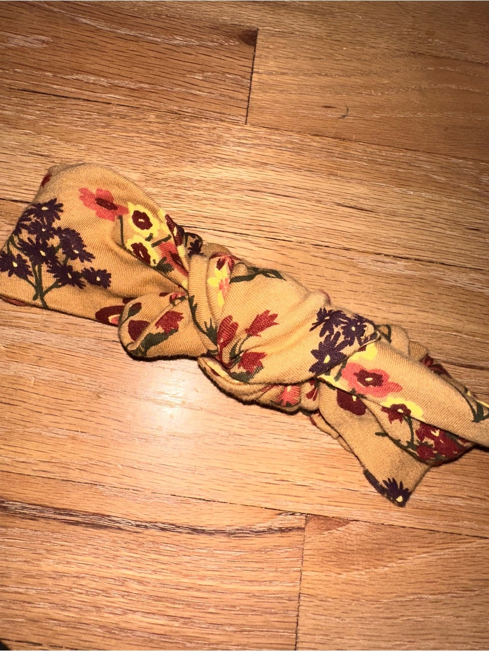 Kate Quinn Mustard Yellow Floral Knotted Headband ORGANIC COTTON